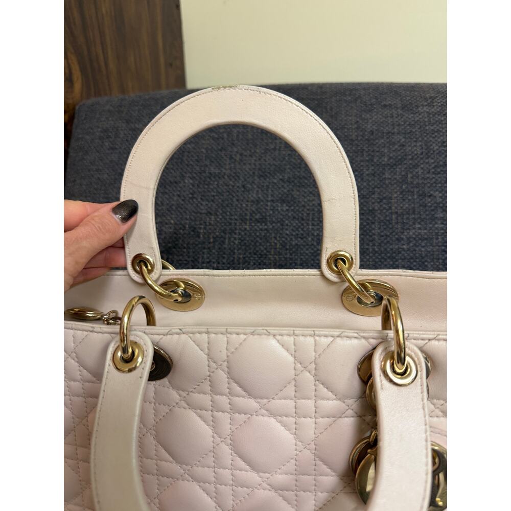 Christian Dior Cannage Quilted Leather Lambskin Lady Dior Bag Large Light Pink - Picture 5 of 16